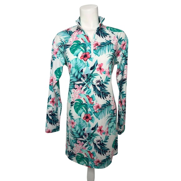 Tommy Bahama Golf & Tennis Dresses & Skirts - Tommy Bahama Golf & Tennis Dress Womens Medium Tropical Floral Quarter Zip Teal